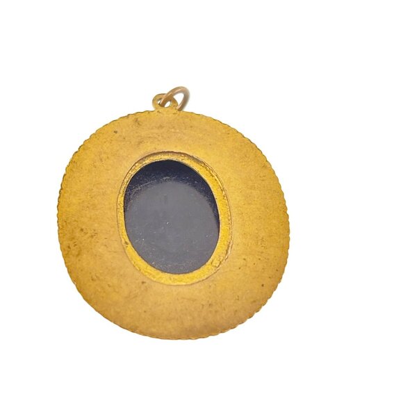 Victorian Revival Cameo Pendant Brooch Brass Oval Black and Cream - Picture 6 of 7